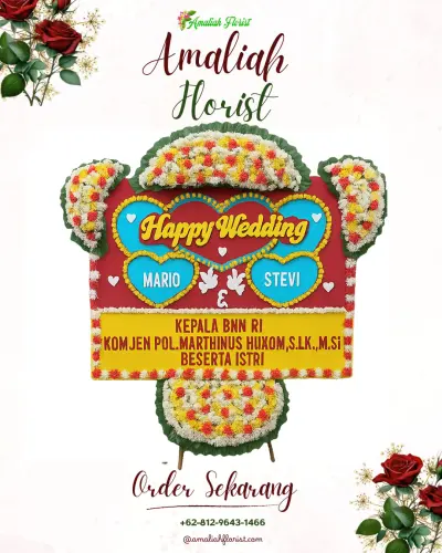 Karangan Papan Bunga Pernikahan di Padaherang